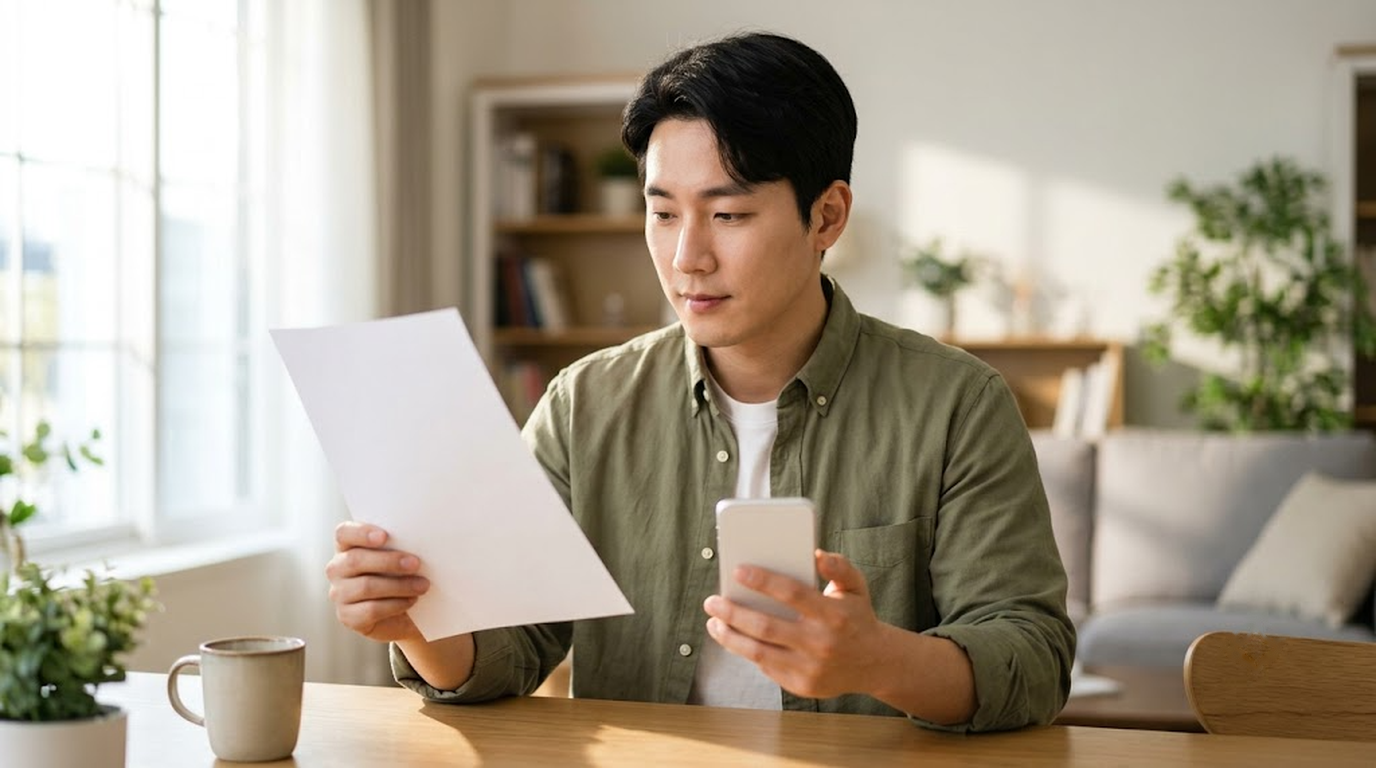 보험 담당자 변경 없이 휴대폰으로 직접 보험금을 청구하는 30대 남성